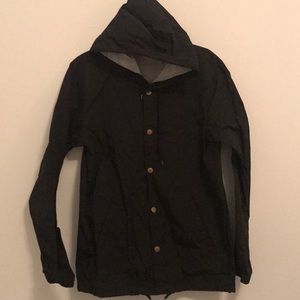 Black Rain Jacket with Gold Buttons